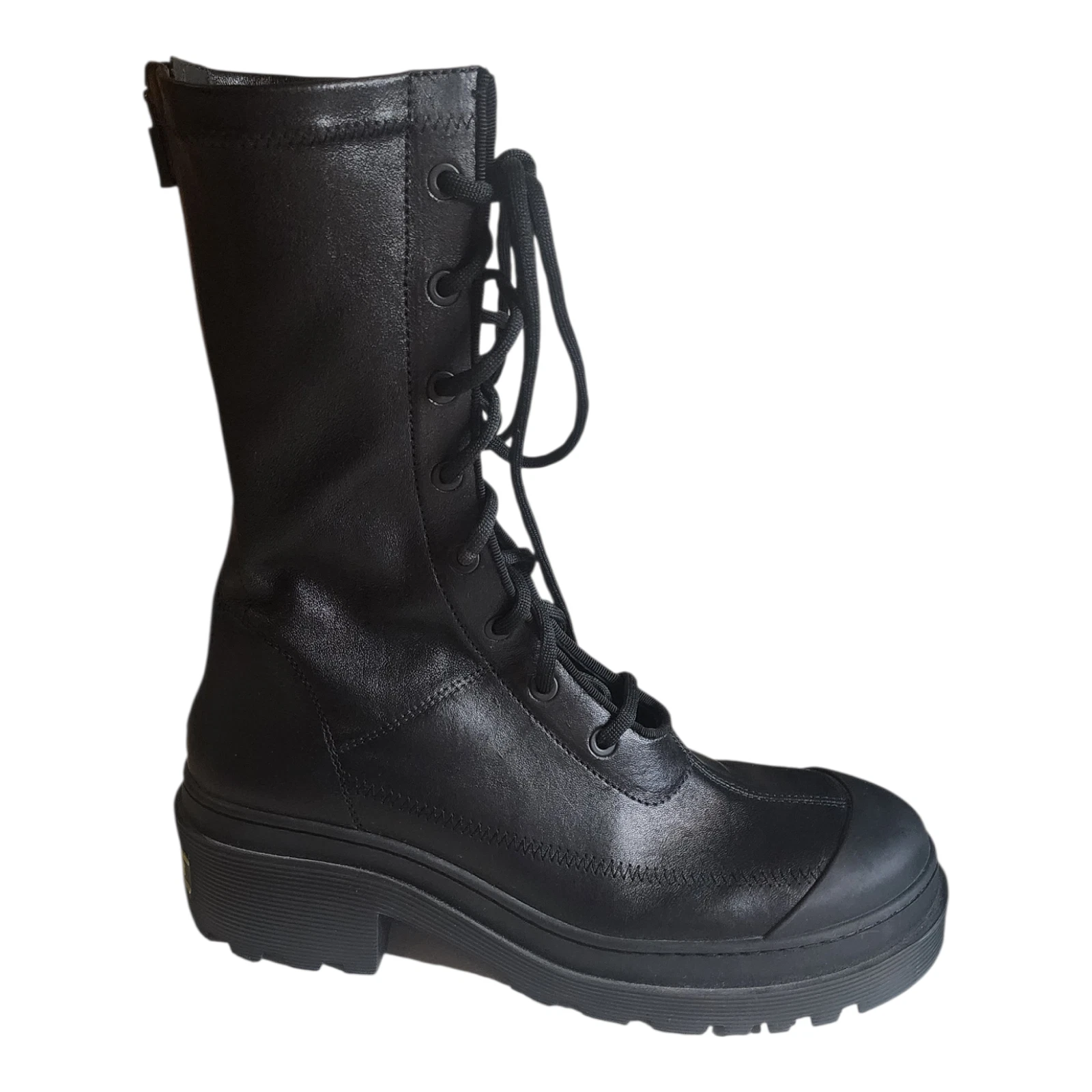 Dior — Christian Dior Arcade Lace Up Stretch Leather Ankle Boots 39.5