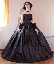 Ballrock Taftrock für Reifrock Saum 5 m schwarz Gothic Festrock WGT