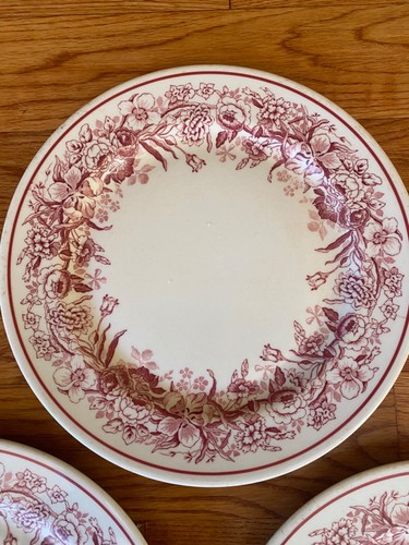 Vintage Antique Incaware, Red Floral Tan by Shenango Not Raised Rim - Picture 2 of 13