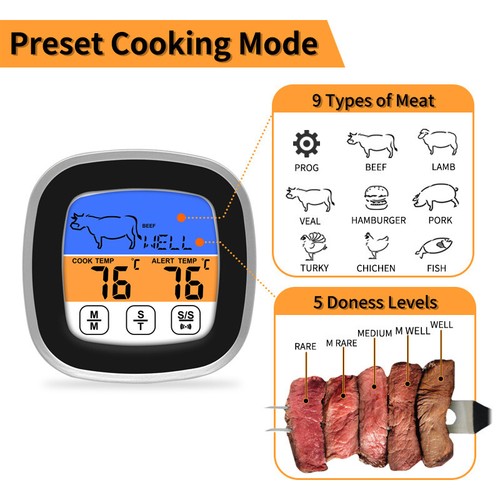 Grillthermometer Digital Bratenthermometer BBQ Smoker Fleischthermometer Fühler - Bild 6 von 11