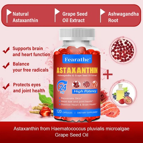 Astaxanthin Capsules,Supports Brain,Immune,Heart,Skin,Joint,Eye Health - Picture 8 of 13