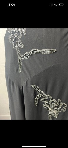 Jacques Vert UK 12 Black Occasion Dress with Silver Beaded Embroidery, Cowl Neck - Picture 4 of 4