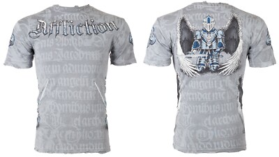 Rare $66 AFFLICTION Silver KNIGHTHOOD Short Sleeve Slim Fit Y2K T-shirt NWT 