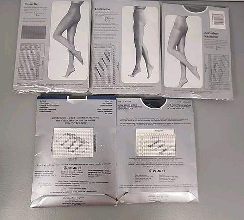 Vtg Christian Dior Sandal Foot Pantyhose Size 4 Lot Gray Black Control Top NOS - Picture 7 of 13