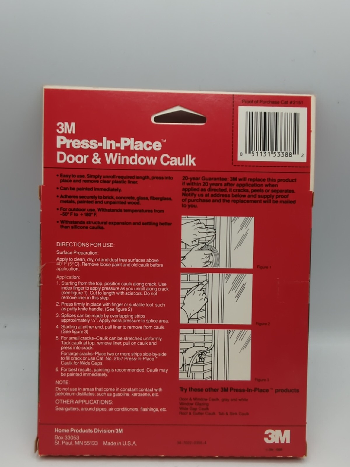 3M PRESS-IN-PLACE BROWN CAULK, 5/16” x 17.5’, #2151