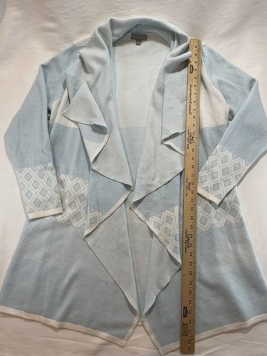 Evolution By Cyrus Chiana Graphic Open Drape Cardigan Size XL Blue **FLAWS** - Picture 9 of 18