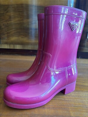 Prada Regenstiefel Gummistiefel Kautschuk Fuchsia 38 NeuW