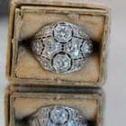 Art Deco Round Cut Lab Created Diamond Wedding Bridal 14K White Gold Finish Ring