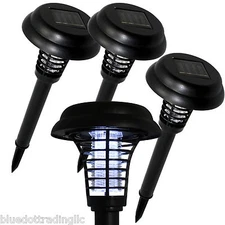 LOT of 3 ~ SOLAR PATHWAY LED + UV LIGHT AND MOSQUITO FLY PEST KILLER ZAPPER LAWN