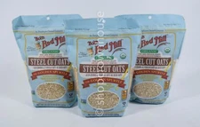 3 Bob's Red Mill ORGANIC STEEL CUT OATS 24 oz bag Golden Spurtle 02/07/2026