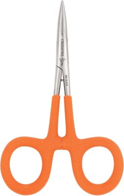 Dr. Slick Crossfire Scissor Clamps, 6'' Satin w/ Orange Handles, Straight