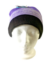Isotoner Kids Beanie Knit Hat Youth Girl Size Purple Lilac Fleece Lined NWT