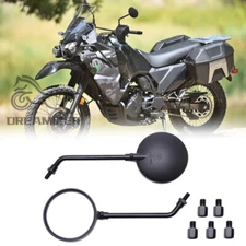 Black Motorcycle Rearview Round Side Mirrors For Kawasaki KLR650 KLR 250 600 650