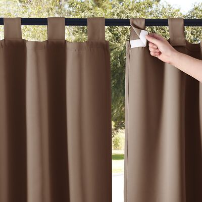NICETOWN 2 Pieces Outdoor Curtainss for Pergola Waterproof Self-Sticky Tab To...