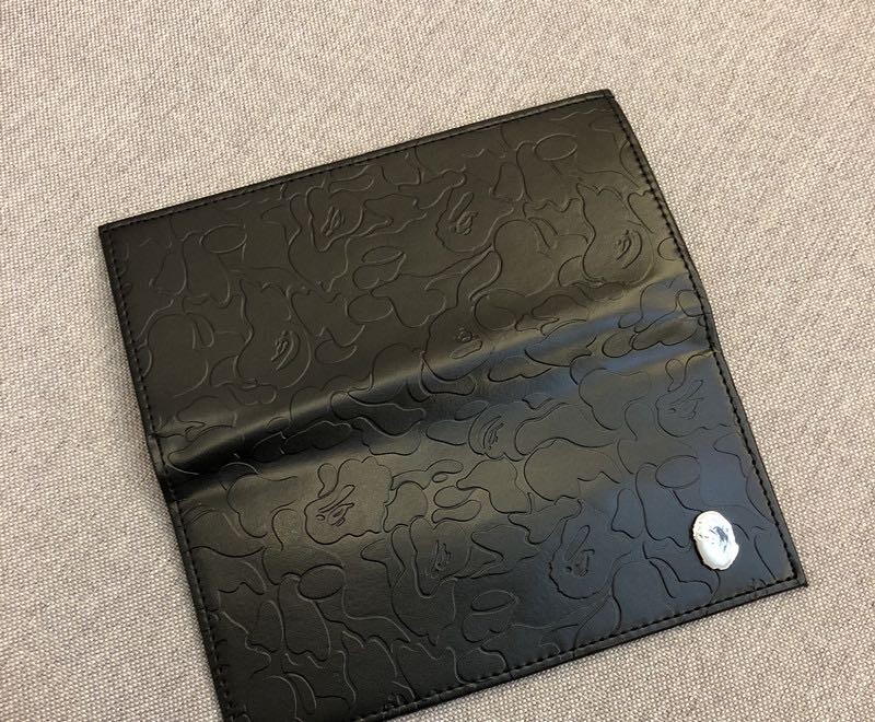 A Bathing Ape Leather Long Wallet Camo Print Black Japanese
