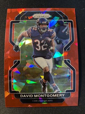 2021 Panini Prizm David Montgomery RED ICE PRIZM #160 Chicago Bears