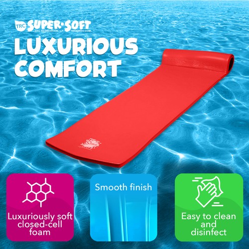 TRC Splash 1.25" Thick Foam Swimming Pool Float Lounger Mat, Red (Used) - 第 3/11 張圖片