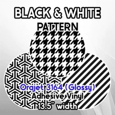 Black & White Patterned Adhesive Vinyl 13.5" ROLL **FREE SHIPPING**