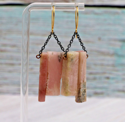 Natural Stone Peruvian Opal Earrings -  2½'' L x ¾'' W   MSRP $60.00