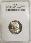 1943-D/D Washington Silver Quarter DDO RPM-4 ANACS MS64 Vintage Soapbox Holder