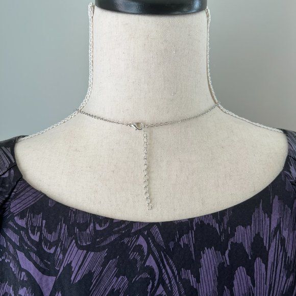 Abalone Shell Pave Rhinestone Round Silver Pendan… - image 5