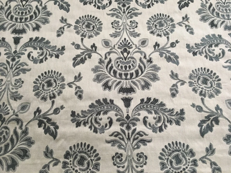 Lee Jofa Damask Embroidery Upholstery Fabric Camberly Dusk Blue 2 yd 2013118-515 - Image 2 of 4
