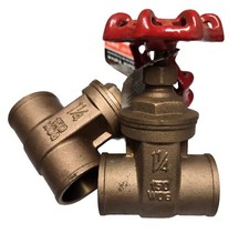 Set of (2)  1-1/4"  Inch Sweat Connection GATE VALVE Rotating Valve Two Way Flow