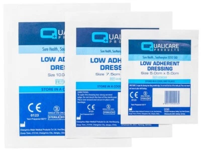 Qualicare Sterile Low Adherent Dressing Pad Patch - First Aid Cuts Wounds Burns