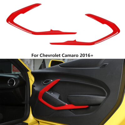 2pcs Door V Shape Panel Cover Trim Decorations for Chevrolet Camaro 2016+ Red