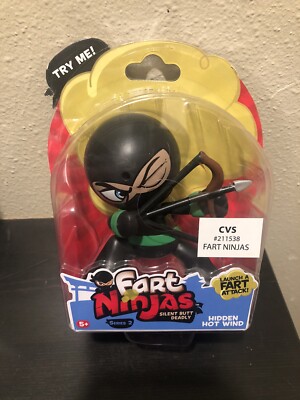 Fart Ninjas HIDDEN HOT WIND Action Figure Toy Black/Green New motion activated