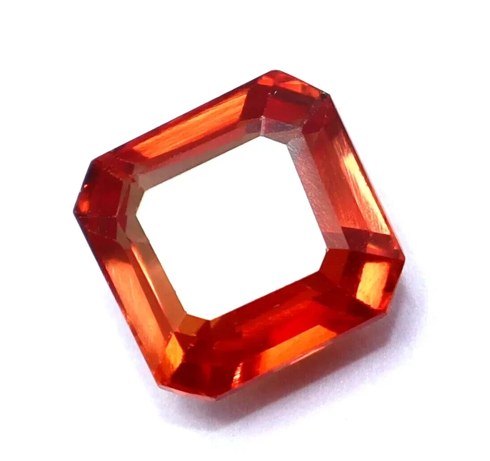 Zafiro naranja natural 4,50 quilates corte Asscher piedra preciosa suelta certificada impecable Foto 4 de 4