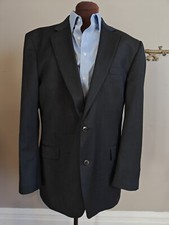     Jos A Bank Mens Wool Sports Coat 43L Charcoal Black 2 Button