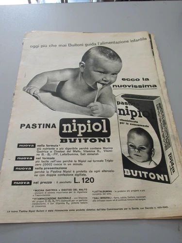 Advertising on original page 1950s Advertising vintage BUITONI NIPIOL