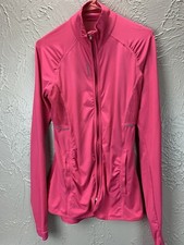Reebok Womens Lightweight Mesh Panels Pink Zip Jacket Size Medium