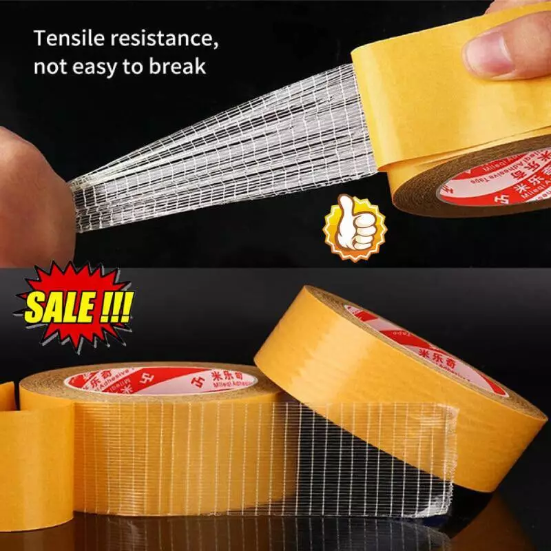 Double Sided Tape Heavy Duty Fiberglass Mesh Adhesive Transparent-Tape  Removable