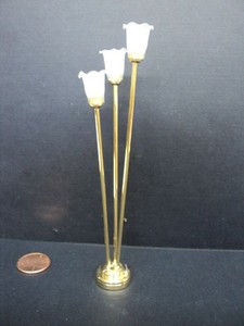 DOLLHOUSE FLOOR LAMP/ BRASS/ 3-LIGHT/ BATTERY OPERATED | eBay
