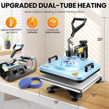 Heat Press Machine 12 x 15 in Sublimation Printer Transfer T-shirt Multifunction