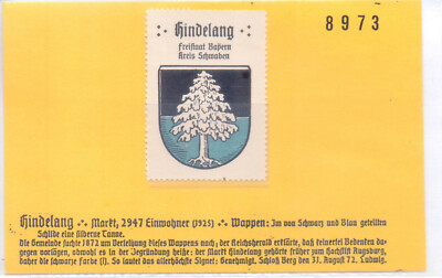 Reklamemarke Wappen von Hindelang/Bayern (A958)