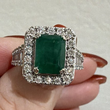 Effy Brand Emerald Halo Cocktail Ring w/ Diam...