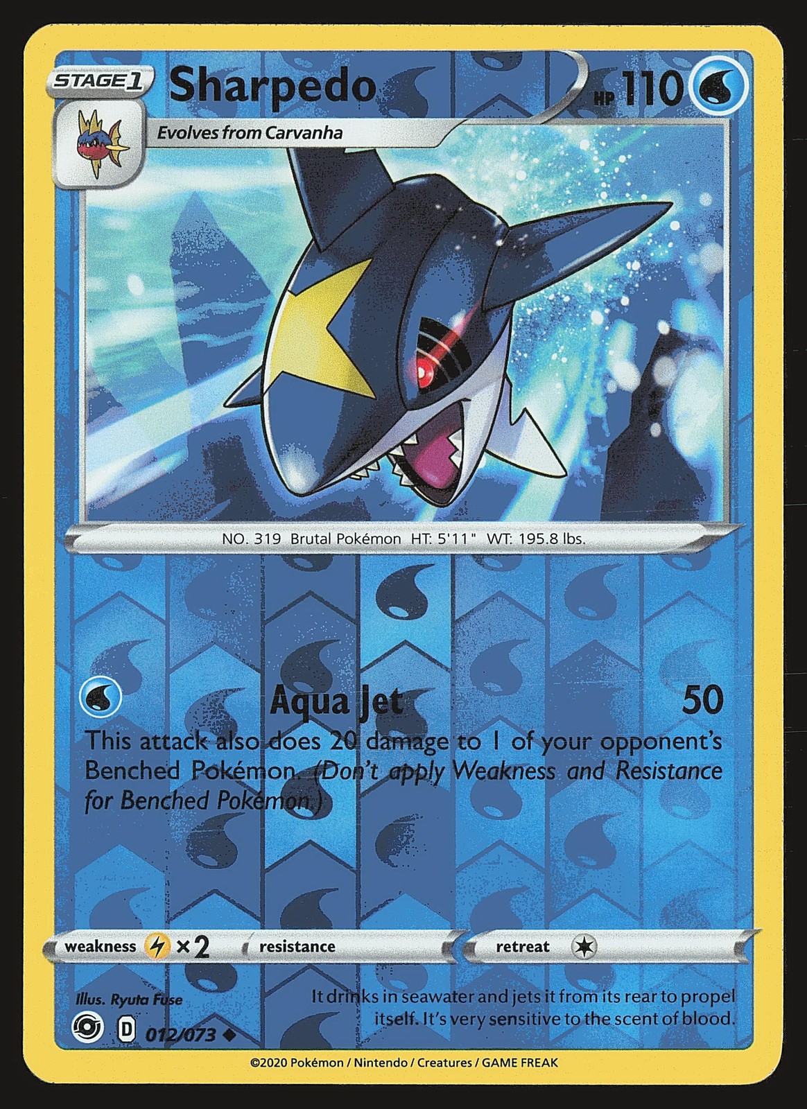 Champion's Path Sharpedo #12/73 Reverse Holo Pokemon Card
