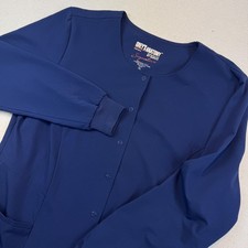 Grey's Anatomy XL Scrub Jacket Women Navy Blue Snap Front Signature RN50681