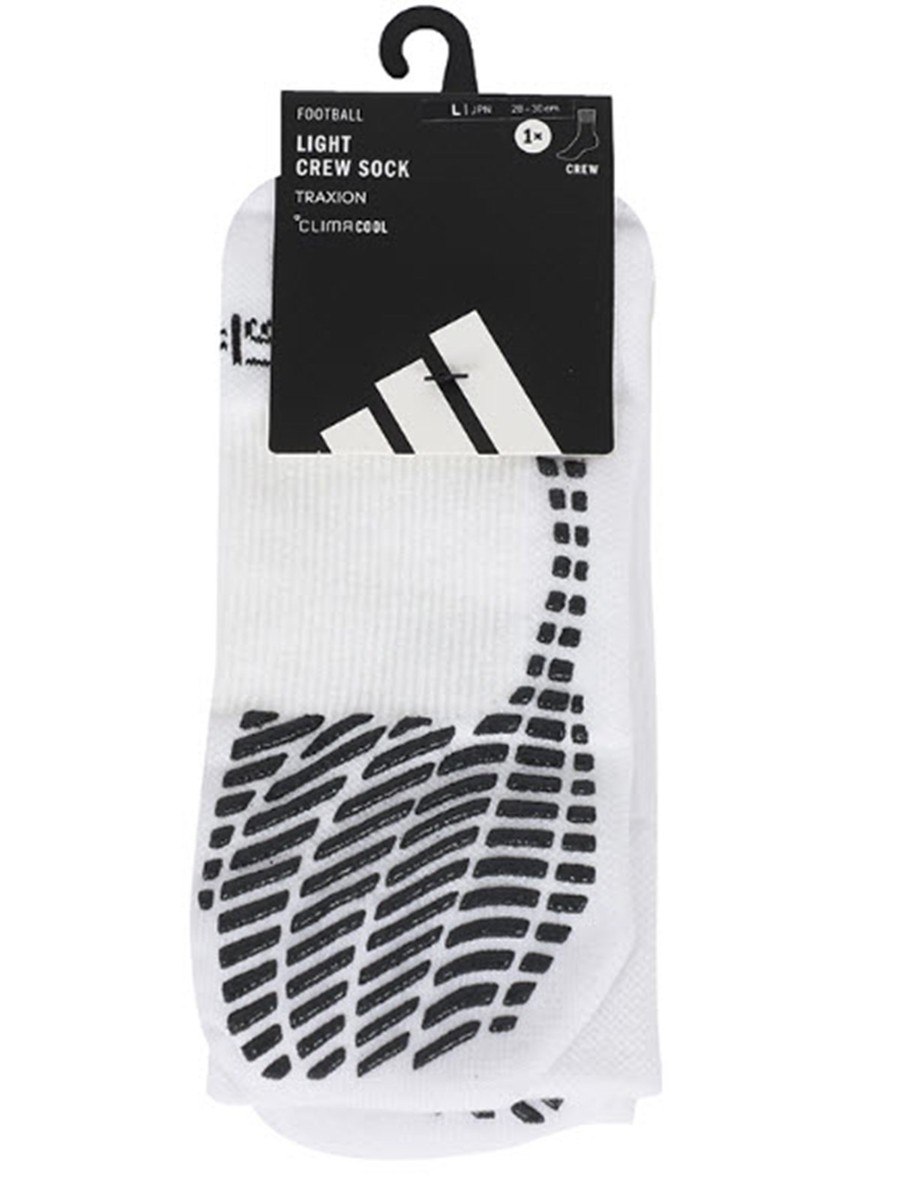 Adidas Men Football Grip Print Crew 1 Pairs White Socks Casual GYM