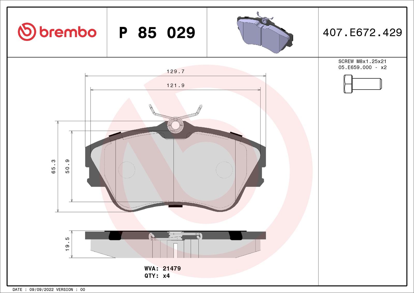 Brembo Bremsbelagsatz P 85, Vorne Größe 029 P 85 029 - Bild 5