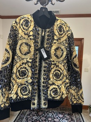 ジャケット・アウター VERSACE Baroque Jacket Men's Versace Barroco Print Reversible Bomber Jacket Size 52/Xl