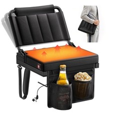 Heated Stadium Seats with Back Support for Bleacher, Portable 5-Angle Black