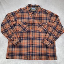 Vintage Pendleton Board Shirt Mens XL Orange Loop Collar Plaid Flannel Wool USA