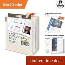 Presentation Binder 60-Pocket Ivory Polypropylene 8.5x11 Document Organizer