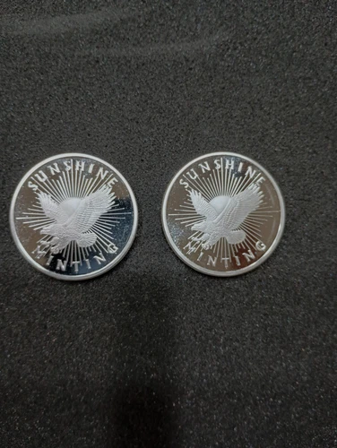 2-Sunshine Silver Eagle Rounds .999 Fine Silver (1 Troy oz. Each)