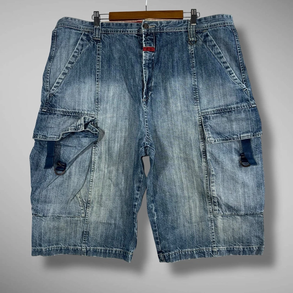 Pantalones Cortos Marithe Francois Girbaud Para Hombres 42x15 Azul Denim Carga Sueltos Y2K De Colección Foto 2 de 4