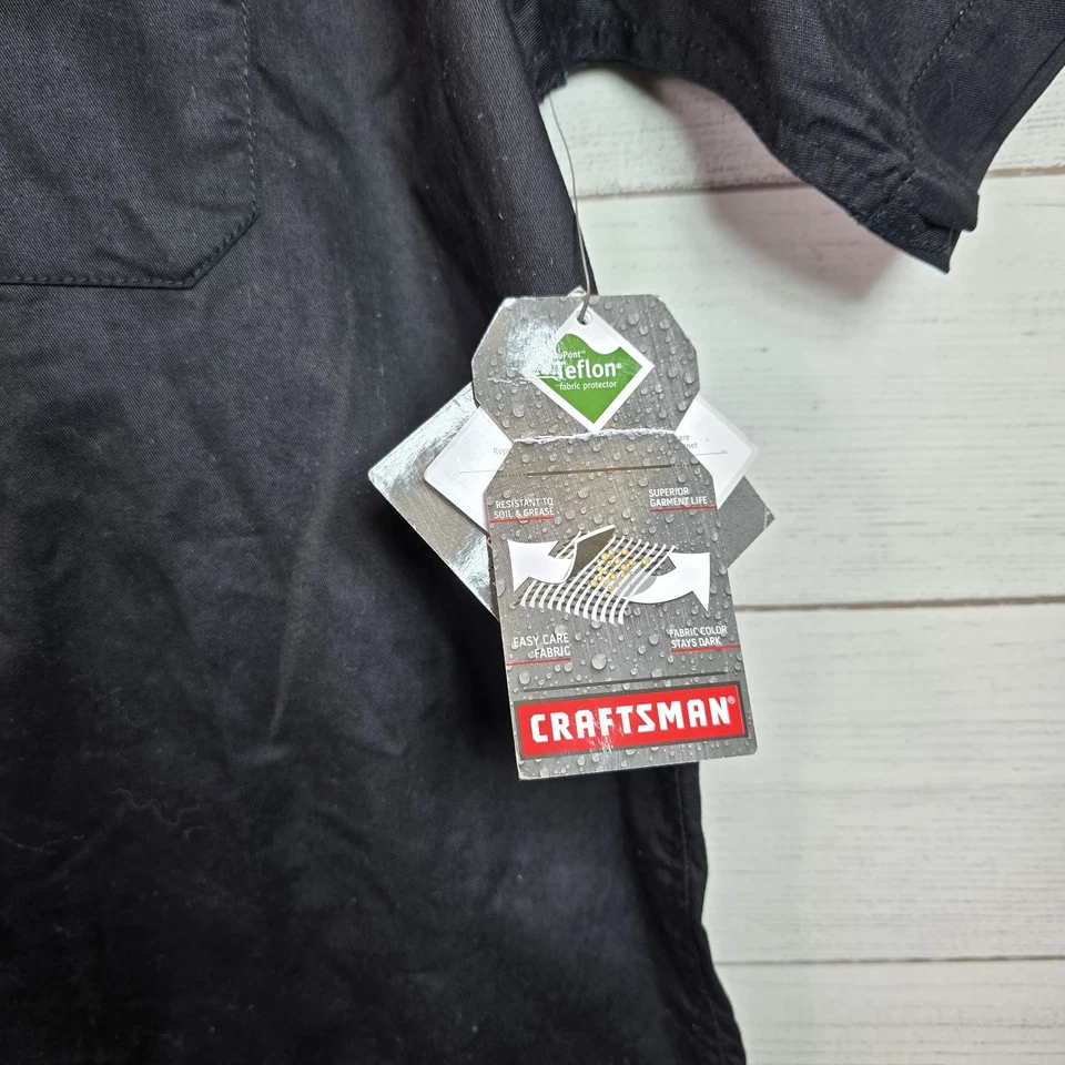 Camisa masculina artesão tamanho G preta trabalho mecânico manga curta botão frontal nova com etiquetas - Imagem 3 de 4